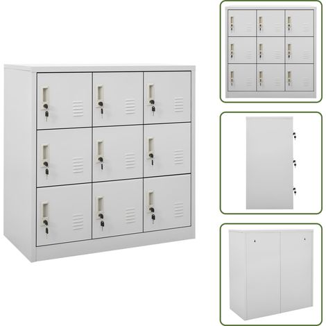 Schließfachschrank Hellgrau 90x45x92,5 cm Stahl - Schliessfachschrank - Metallschrank - Garderobenständer - Büroorganisation - Lagerraum (1/5)