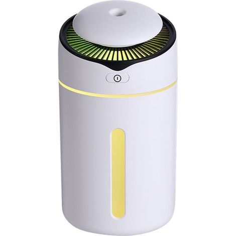Humidificador ultrasónico, 300 ml, LED, 2 modos, 7 colores, apagado automático, para el hogar, la oficina y el coche, blanco. (1/5)