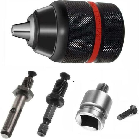 1.5-13mm Mandrine pour Perceuse Sans Clé à Serrage Automatique Mandrin 1/2''-20UNF Avec SDS-Plus Adaptateur (1/4)