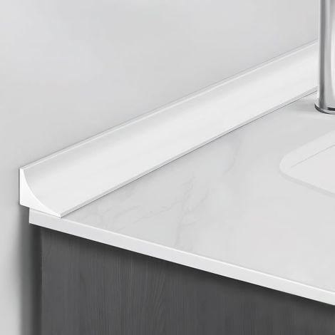 Barrière de Douche 200 cm, Bande de Rétention de Salle de Bain, Joint de Baignoire, Bord de Baignoire Pliable en Silicone (Blanc) (1/5)