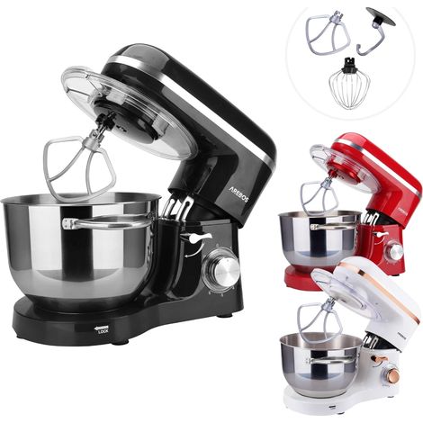 AREBOS Robot de Cuisine 1500 W 6 L Acier inoxydable-Bol mélangeur 6 étapes Noir (1/5)