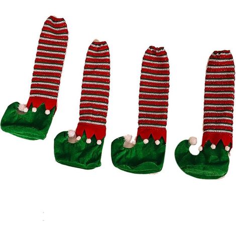 Weihnachtstischbeinkappen, Tischbeinkappen, Stuhlbeinkappen, Tisch- und Stuhlschoner, 4er-Pack, grün. (1/5)