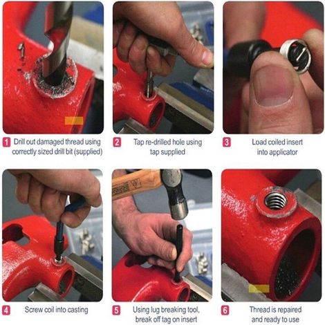 Kit d'insert de réparation de filetage métrique M5 M6 M8 M10 M12 M14, outil de bobine Helicoil Car Pro 1.5 15 pièces. (1/5)