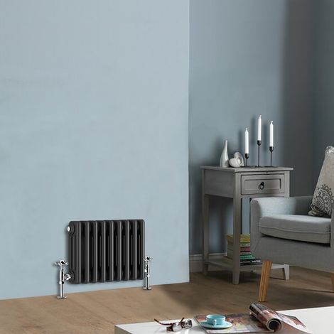 300 x 425mm Traditional Anthracite Horizontal Cast Iron Style Radiator Triple Column (1/4)