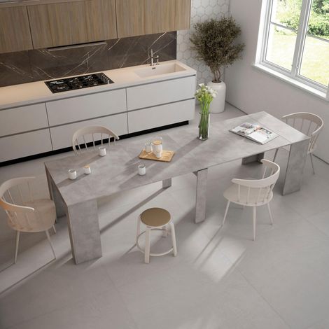 Skraut Home - Consolle allungabile, Tavolo consolle allungabile , 300, Per 14 persone, Tavolo da pranzo, Stile moderno, Cemento (1/10)