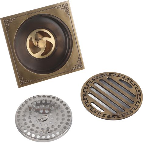 Grille d'évacuation de douche, couvercle de siphon de sol carré, accessoire de salle de bain et de toilettes (1/5)