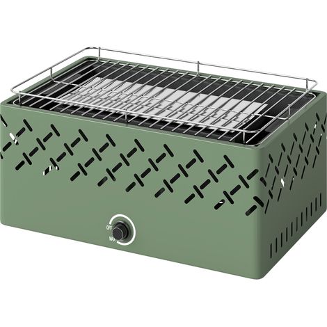 Barbecue à charbon portable avec ventilateur intégré vert clair