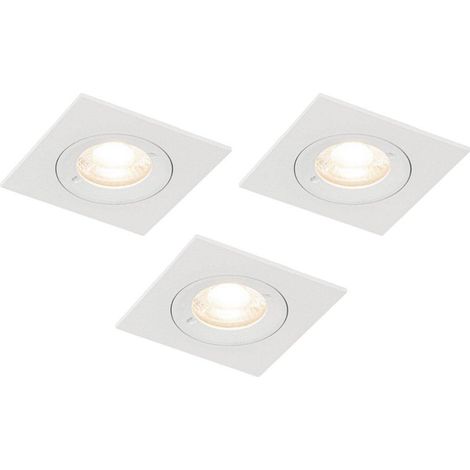 QAZQA Xena Spot encastrable - lot de 3 - 8x8cm - IP44 - Carré - Blanc (1/5)