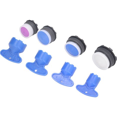 Lot de 8 aérateurs de robinet en plastique avec clés pour salle de bain et cuisine. (1/5)