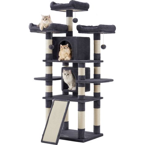 ACAZA - Arbre à gratter - Arbre à gratter pour grands chats - Arbre à chat - Hauteur de 172 cm - Gris Foncé (1/5)