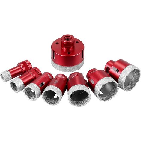 Juego de 8 brocas de diamante perforadoras (20/25/30/35/40/45/50/68 mm) M14, soldadas al vacío, para uso en seco y húmedo, con carcasa de aluminio, para azulejos de cerámica, vidrio y porcelana. (1/5)