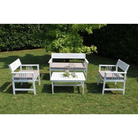 Salotto Da Giardino Set In Legno Di Acacia Bianco 2 Posti Per Esterno Portico Ristorante Bar Hotel (1/3)