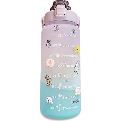 Gourde de sport motivante d'un demi-gallon avec poignée et paille - Gourde avec indicateur de temps - Violette (1/5)