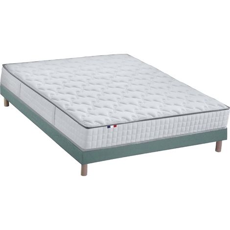 Ensemble literie : matelas à ressorts COSMOS 140 x 190 Sommier Vert celadon (1/5)