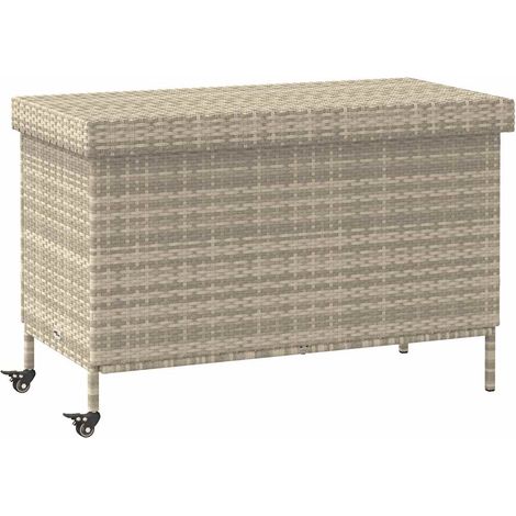 Boîte de rangement de jardin et roues gris clair résine tressée (1/5)