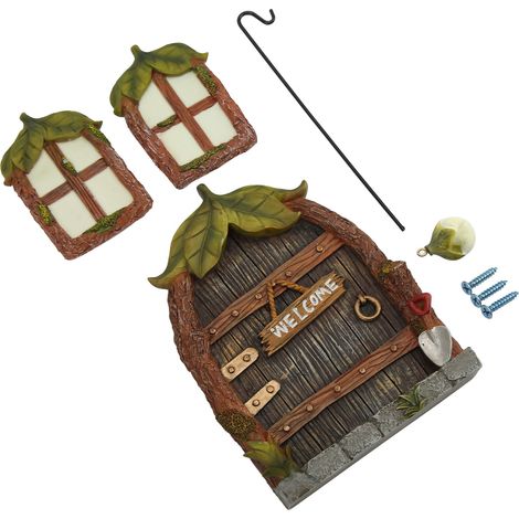Kit de Décoration Miniature Féerique pour Porte et Fenêtre de Maison de Jardin, avec Pendentif et Vis, Parfait pour Arbre Extérieur (1/5)