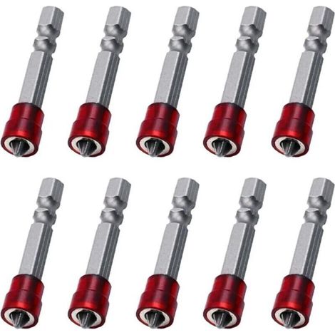 10 Pièces Embout de Tournevis Cruciforme PH2 Foret Magnétique de 50 mm Mèche Pour Cloison Sèche à Queue Hexagonale de 1/4 Pouce