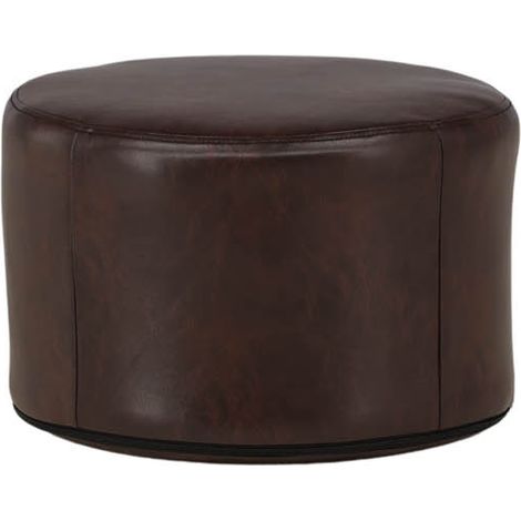 Eastportpouf ,repose-pieds Ø41cm Simili cuir PU marron. (1/4)