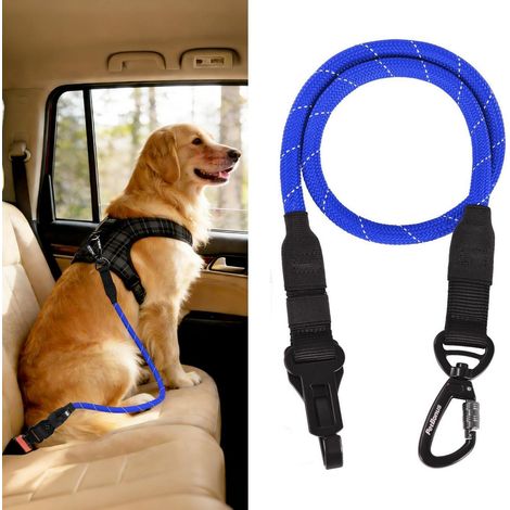 Hunde Sicherheitsgurt für Auto, Anschnallgurt mit Karabiner, Blau (1/5)