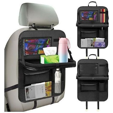 Organisateur de Voiture, Organisateur Voiture Enfant avec Plateau et Poche pour Téléphone/Tablette, Imperméable Organiseurs de Siège Arrière de Voiture pour Rangement des Jouets/ Livres/ Bout (1/5)