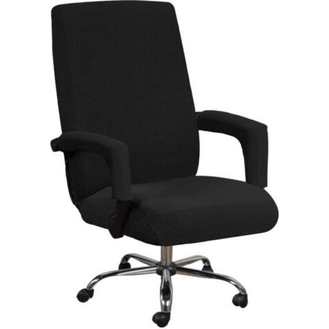 Housse élastique pour chaise d'ordinateur (Noir, L),Housse universelle pour chaise d'ordinateur, décoration, protection de la chaise de loisir (1/5)