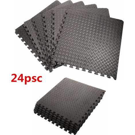 Tapis de Protection de Sol EVA,Matelas Puzzle Imperméable,24 Dalles,pour Fitness,Piscine, Patageoire,Garage- 60x60cm-Noir (1/5)