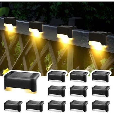 Lampes solaires d'extérieur - JEIIBRZUI - Lot de 12 - LED étanches - Noir et blanc chaud - Style jardin contemporain (1/4)
