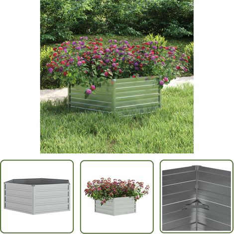 INLIFE Lit surélevé de jardin 129x45 cm Acier galvanisé Argenté (1/5)