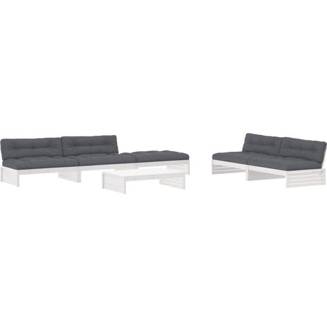 Maison Exclusive - Set Divani da Giardino 6pz con Cuscini in Legno Massello Bianco