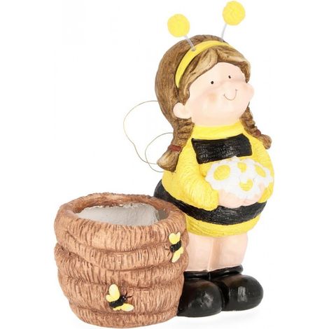 Gnomo da Giardino "Bimba Apiary" con Cesta, in Magnesio per uso esterno.