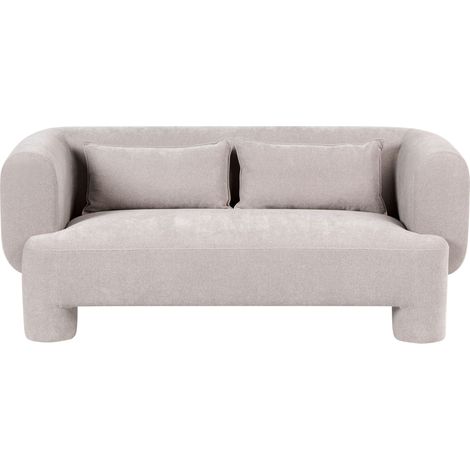 3 Seater Sofa Dark Beige Fabric Upholstery Plush Texture Cylindrical Legs Organic Style HOGBO