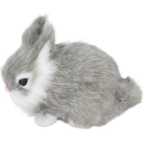 Lapins miniatures en peluche, en plastique doux et résistant, pour la décoration de table. Gris. (1/5)