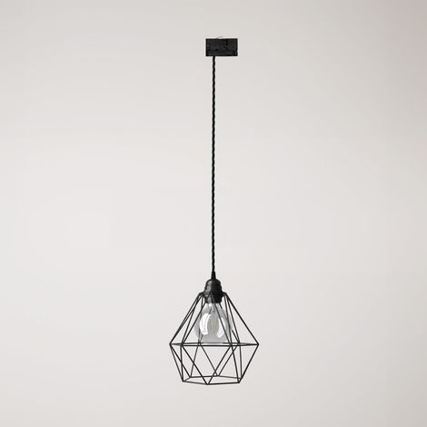 Creative Cables - Candeeiro suspenso com abajur em gaiola de diamante para calhas - lâmpada incluída