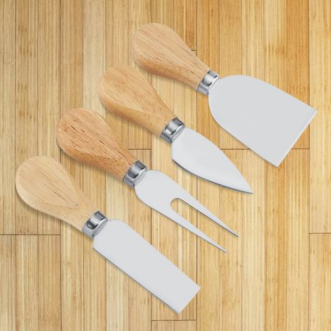 4-teiliges Käsemesser-Set aus Edelstahl mit Holzgriff (1/5)