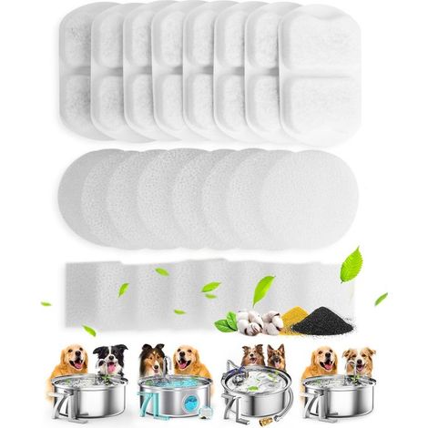 Filtro de repuesto para bebedero, apto para bebedero de acero inoxidable de 7 litros PWF-002 para perros grandes – 8 piezas por juego (1/5)