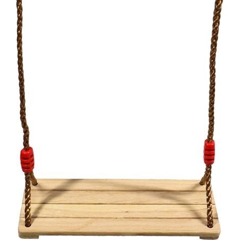 Hall Balançoire en Bois Balançoire Enfants Adultes Siège balançoire en Bois avec Cordes Réglables pour Arbre Aire de Jeux Extérieur Intérieur (1/3)