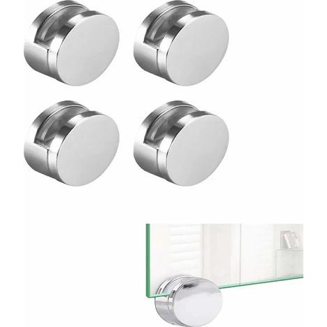 Stück Zinklegierungs-Glasclips für Badezimmerspiegel - Robuste, wandmontierte Halterungen für Glasscheiben, sicherer Halt für Badezimmer, Wohnzimmer, öffentliche Bereiche (Silber/Chrom)