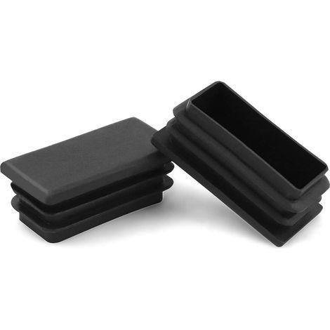 10 tappi rettangolari da 2,5 cm x 5 cm, in plastica nera, zigrinati, per piedini di mobili. (1/5)