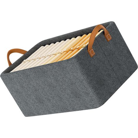 Faltbarer Kleiderorganizer [Stahlrahmen] [Dickes Material] [Tragefunktion] Verzinkt, für Aufbewahrungsregale, Kleiderschrank, Hauswirtschaftsraum, Grau, 47 x 28 x 20 cm, 26 l (1/5)