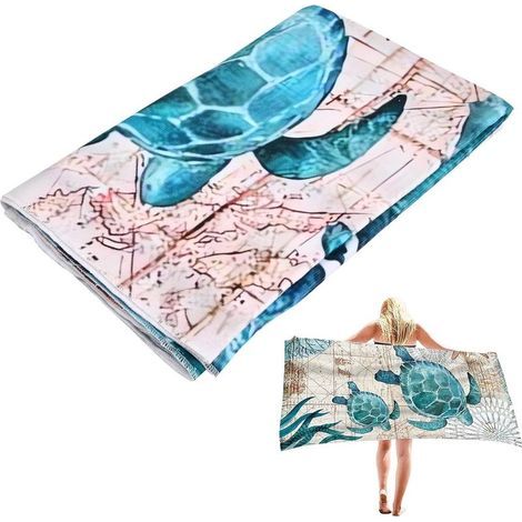 Serviette de plage - 75 x 150 cm - Grande - Séchage rapide - Sans sable - Serviette de voyage légère - Serviette de bain pour adultes - Serviette de plage et de piscine (1/5)