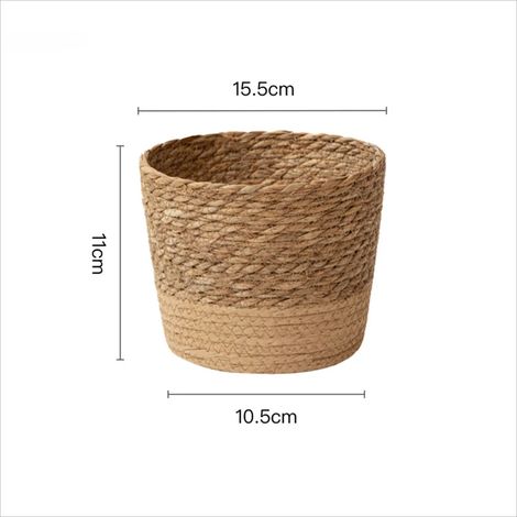 Pot de fleurs tressé en algues naturelles (S) - Panier à fleurs style vintage - Grande capacité - Pot de fleurs tressé en paille - Cadeau idéal pour la famille, les amis et les voisins (1/4)