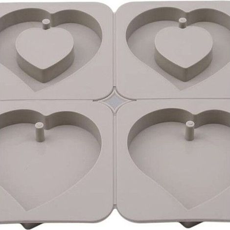 Moule de silicone à 4 trous, bricolage Moule de savon à cire parfumé, forme de coeur (1/5)