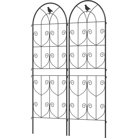 Rankgitter für Kletterpflanzen mit Vögeln 2er-Pack Gartengitter für Gemüse Rebe Blume Metall 50 x 150 cm schwarz