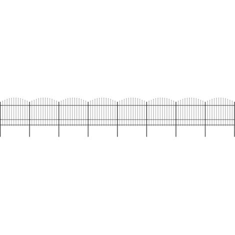 vidaXL Recinzione da Giardino con Punta a Lancia in Acciaio 1426x175 cm Nera