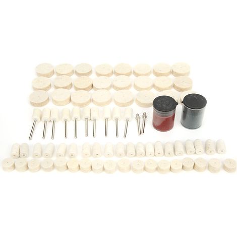Kit de 76 disques de polissage en laine pour outil rotatif, compatible avec mini-perceuse et meuleuse électrique. (1/5)