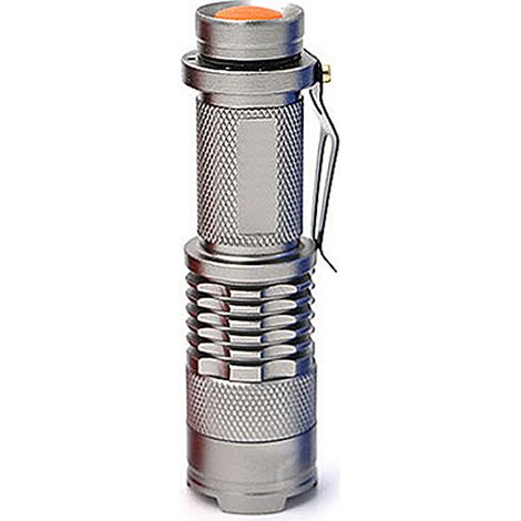 Lampe Torche Rechargeable Zoom Télescopique - 600 Lumen - Portée 300 M - Interrupteur Poussoir Arrière - Alliage D'aluminium - 1 Pièce (1/5)