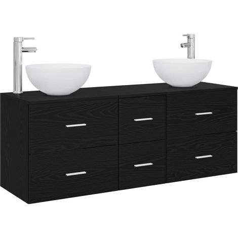 Bathroom Cabinet Set 3 pcs Black Oak 49.5 x 41 x 64.5 cm vidaXL (1/5)