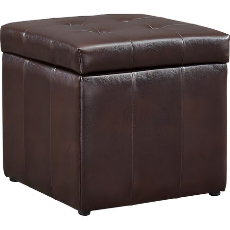 Pouf portaoggetti SERAFINO in similpelle - Marrone