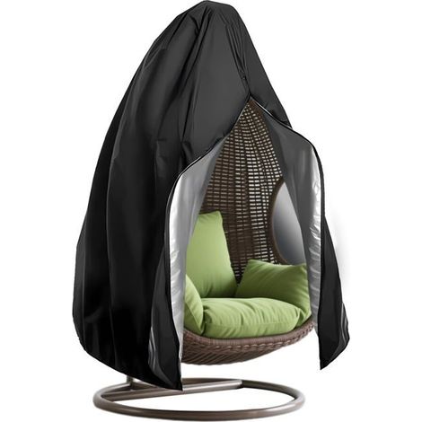 Housse pour fauteuil suspendu d'extérieur 115x190cm, résistante à la poussière et à la pluie, avec fermeture éclair et cordon de serrage. (1/5)