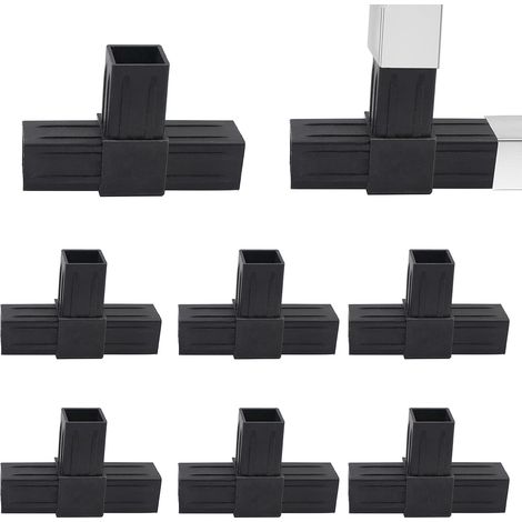 Lot de 8 connecteurs en T à 3 voies pour tube carré, raccord de tuyau en plastique 25 x 25 mm (1/5)